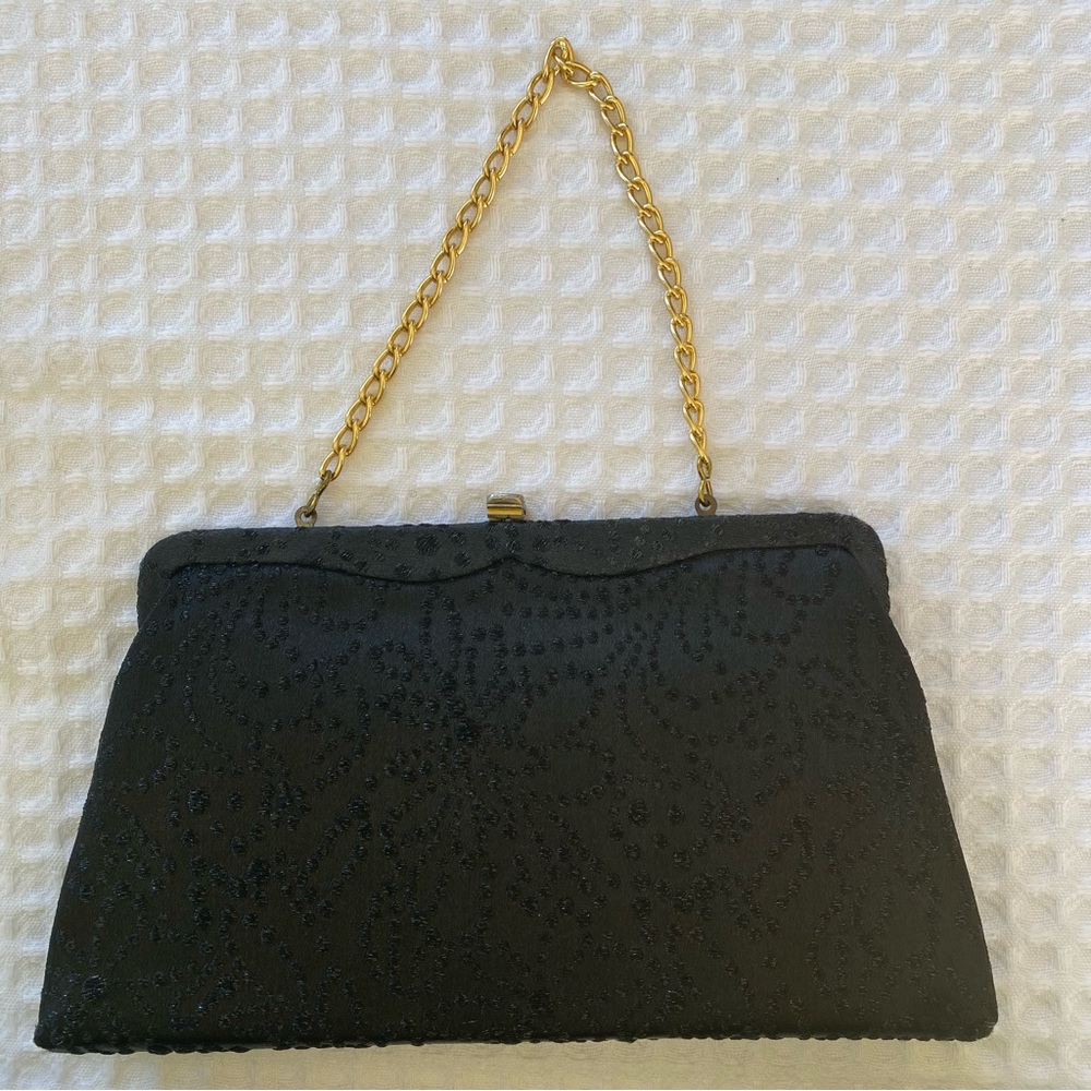 Vintage Black Evening Bag Purse, Cocktail Formal Party Wedding Holiday Party